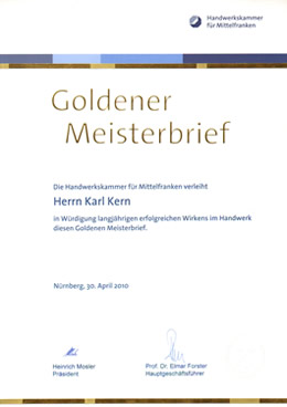 Goldener Meisterbrief Karl Kern